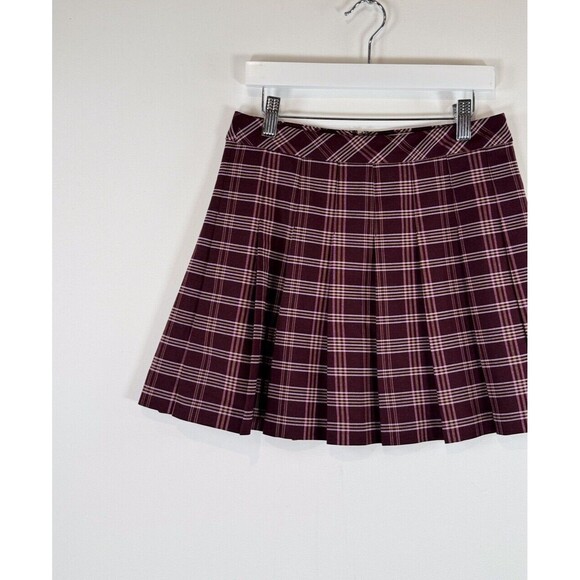 Aritzia Sunday Best Womens Skirt Red Mini Box Pleat Plaid Academia Grunge Size 2 - Picture 6 of 10